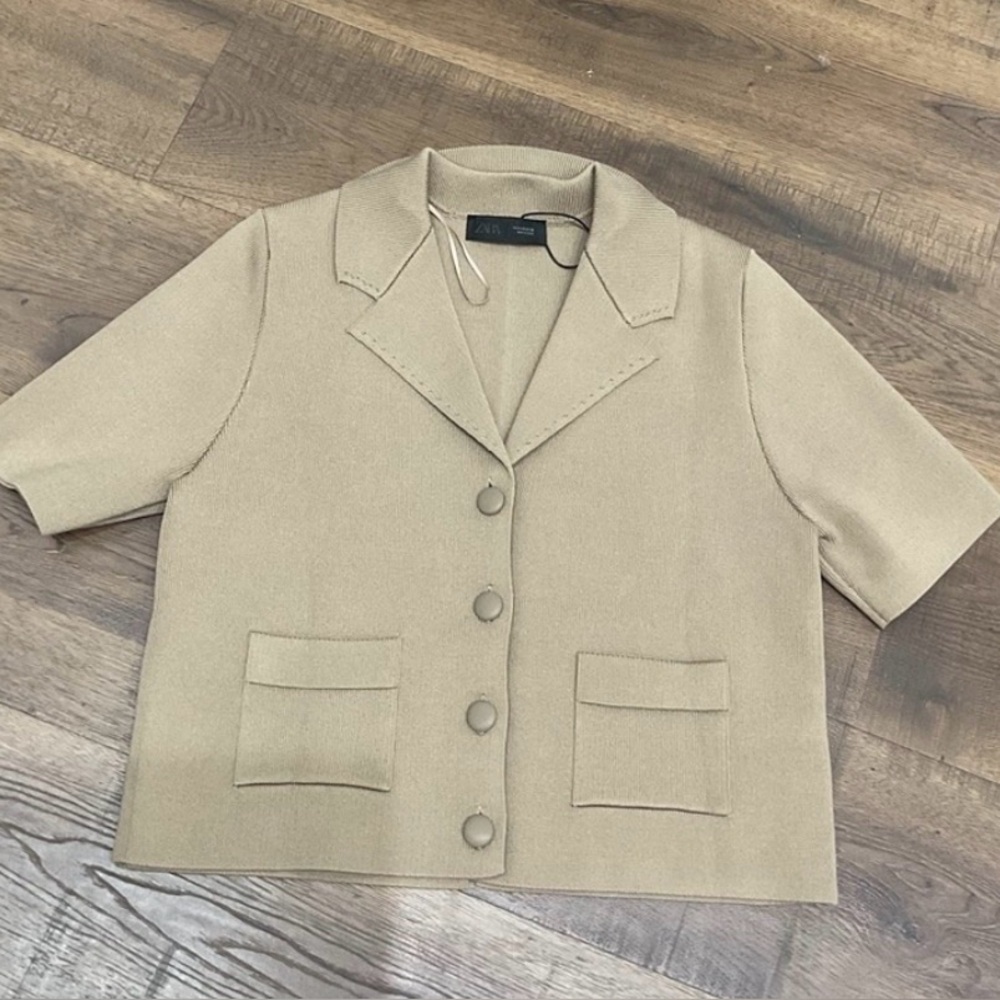 Zara Tan Short Sleeve Blazer